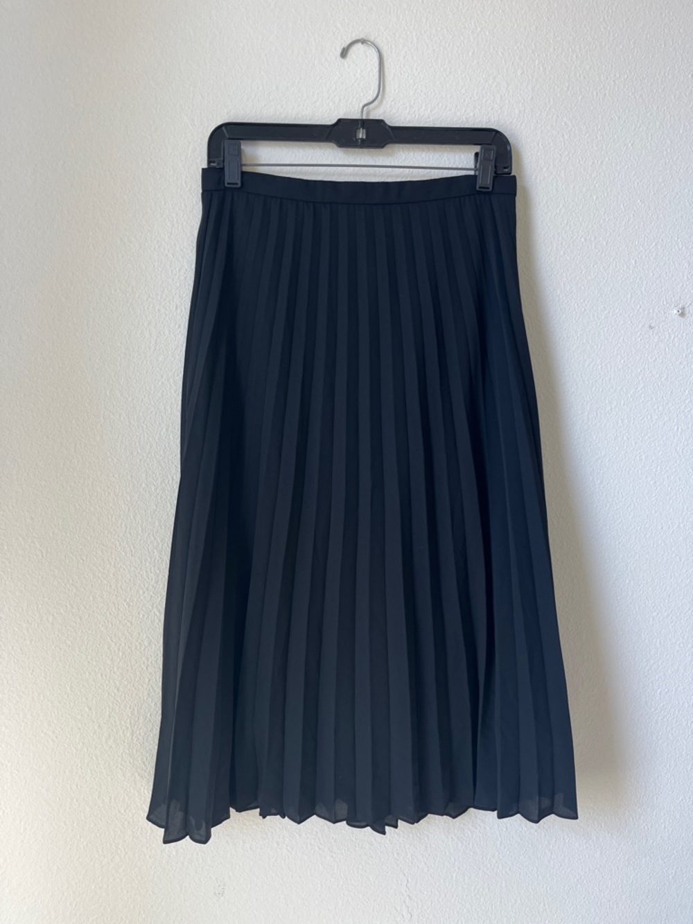 J. Crew Black Pleated Midi Skirt